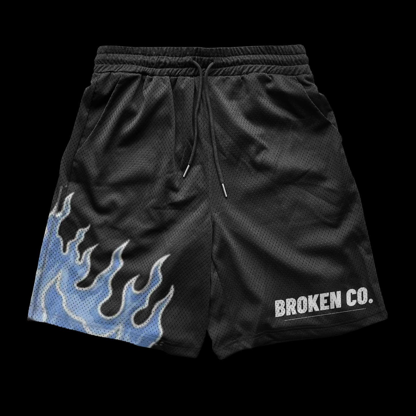 Broken Co. Blue Flame Mesh Shorts